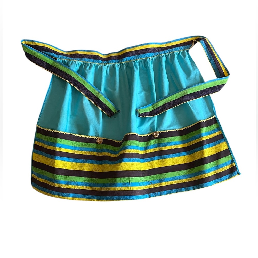 Vintage Handmade Colorful Striped Kitchen Apron